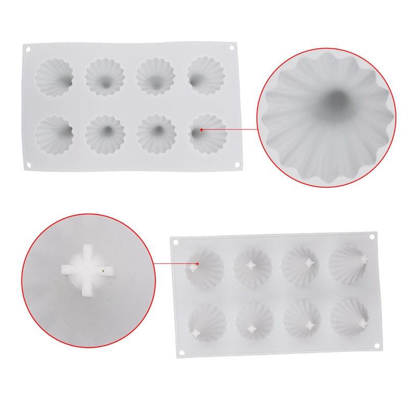 8-Cavity Even Christmas Tree Silicone Mold - Mousse Cake Decoration Candle DIY Baking Tool