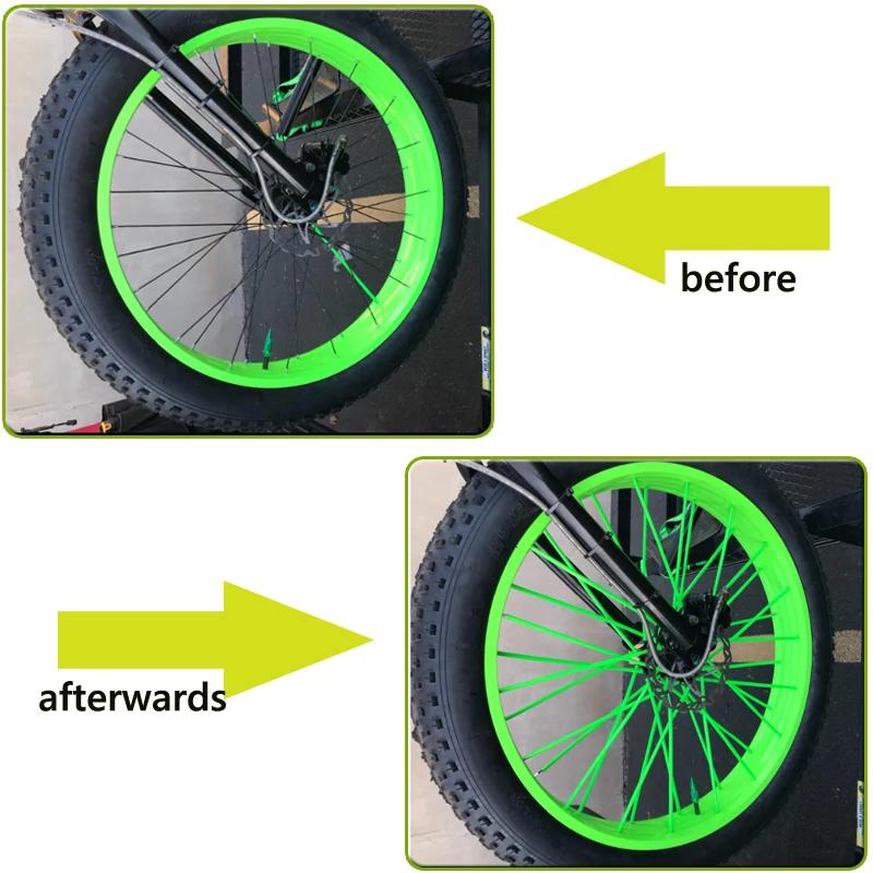 72pcs Bicycle Wheel Spoked Protector Wraps 17/24cm Wheel Rim Spoke Wrap Kit for Motorcycle Bike Color Rims Skin Trim Covers Pipe