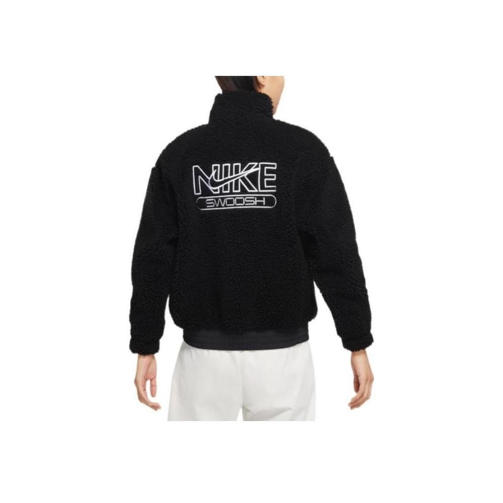 Nike Giacca Nsw Swoosh in Peluche con Collo Alto da Donna Giacche Nero DR5629-010