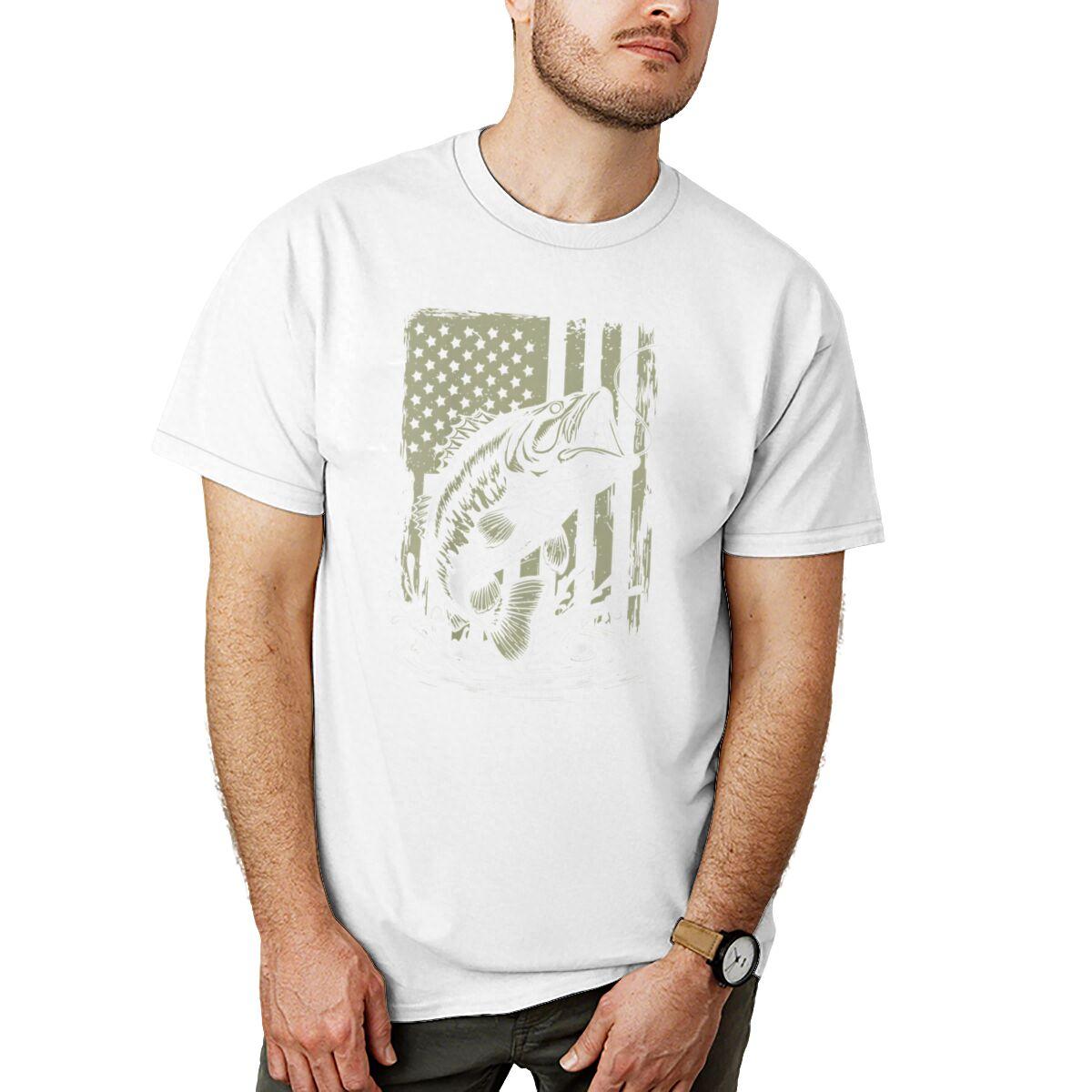 Fishing Fish Flag Design T-shirts for Men Outdoor Summer T Shirt Fishing Tops Streetwear Gifts Crew Neck Casual Men T-Shirt S