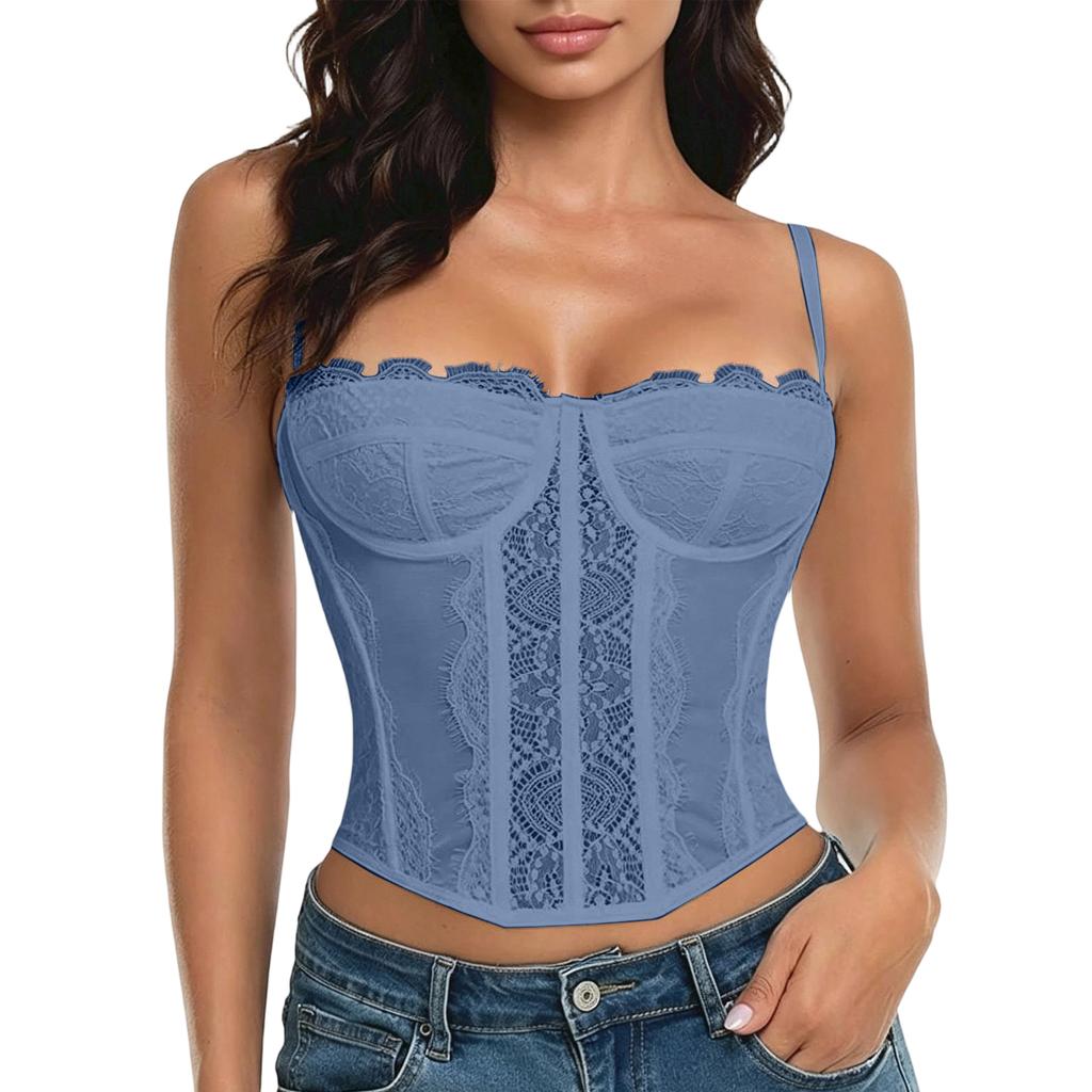 Women's Push-Up Corset Top with Underwire, Lace and Slimming Boning for Shapewear