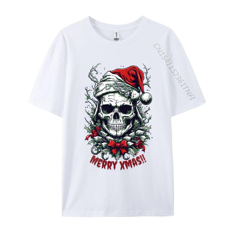 Cool Skull Weihnachten Für die Feiertage T-Shirt Herren Weiches Baumwoll-T-Shirt Ästhetische Camisas Herren T-Shirt Camisas