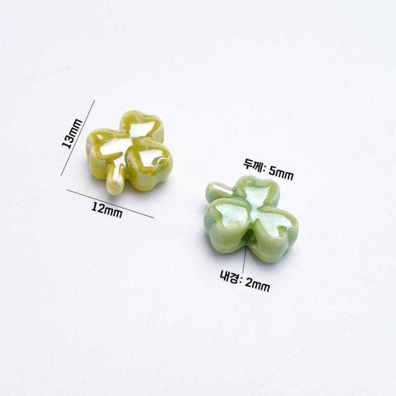 Ceramic three-leaf clover piercing bead accessory