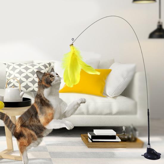 Cat Stick Toy Detachable Relieve Boredom Lightweight Powerful Suction Cup Handheld Teaser Wand Toy Pet Product