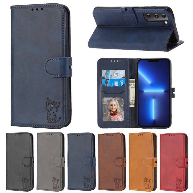 Cat Flip Leather Phone Case for Samsung Galaxy A54 A14 A23 A13 A53 A33 A73 A52 A72 A12 A32 A22 A82 A42 Card Wallet Cover