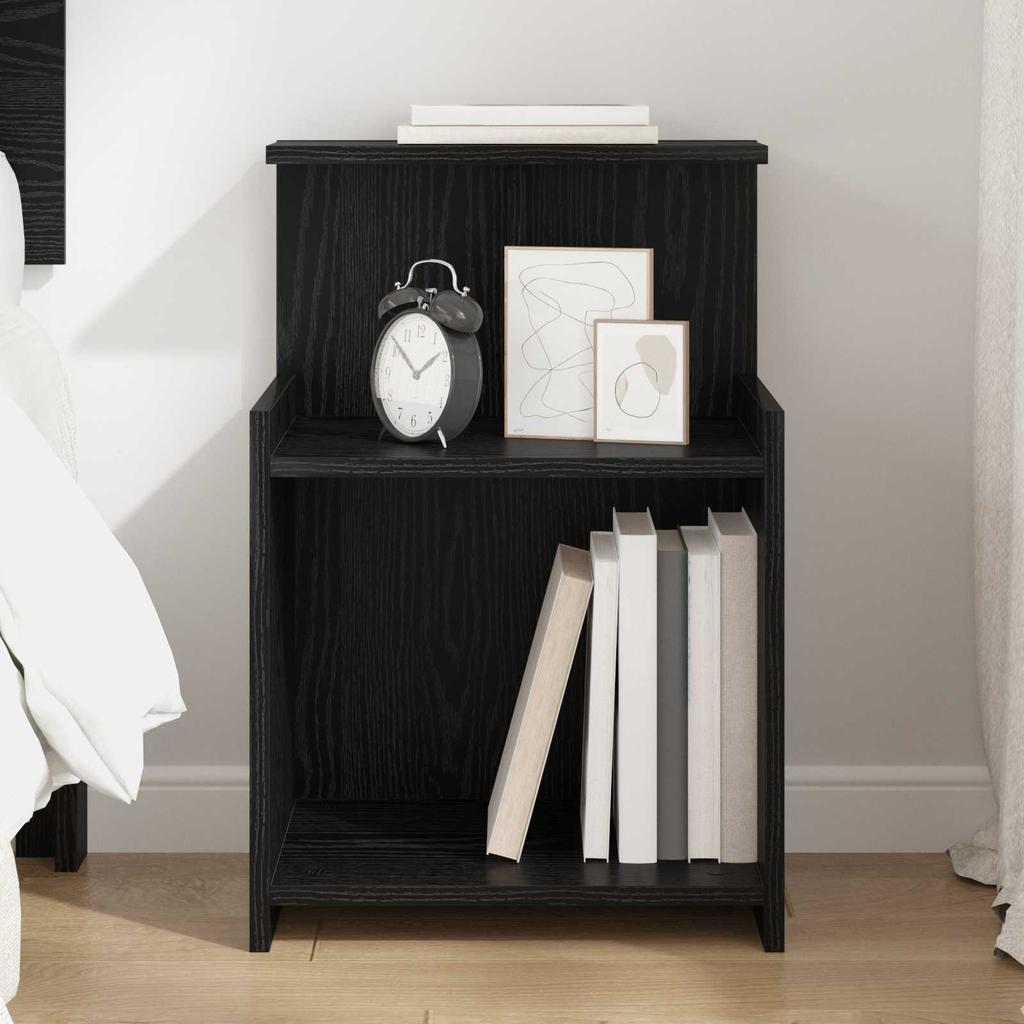 Nightstand Black Oak Effect 40 x 35 x 60 cm Engineered Wood