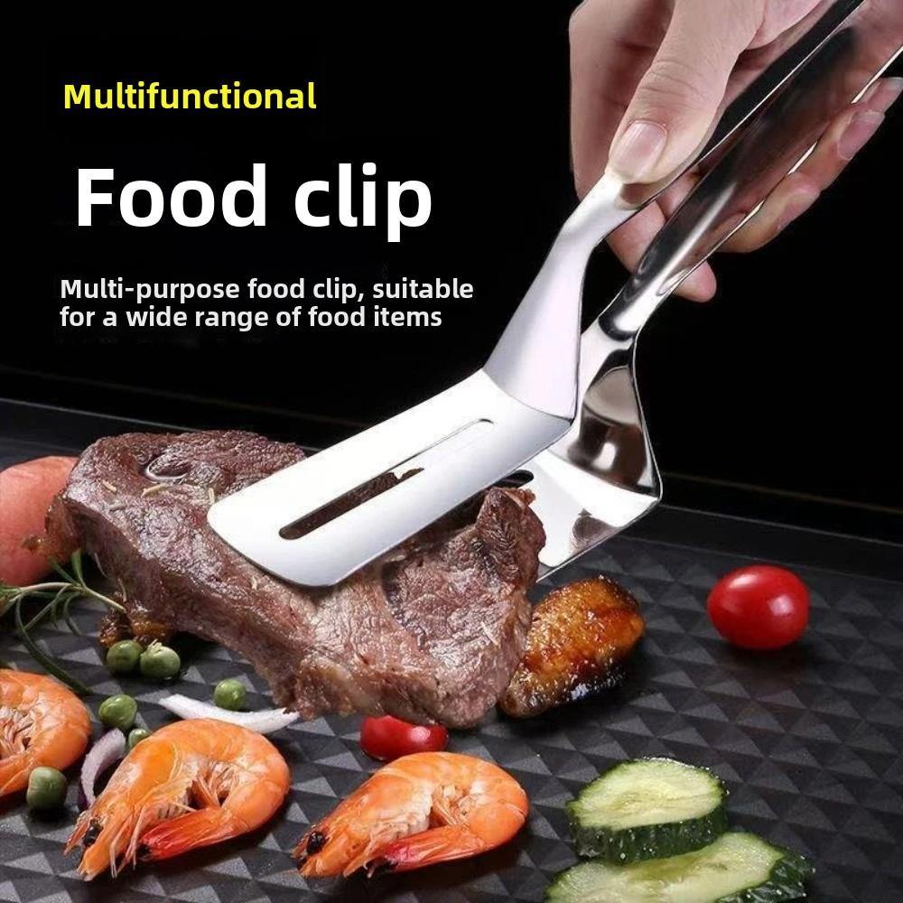 Stainless Steel Stainless Steel Grill Clamp Non-Slip Grip Anti-Scald Handle Barbecue Tongs Extended Handle Multi-Functional