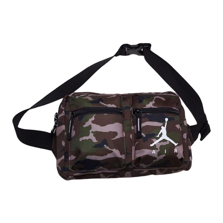 Jordan Air Logo Print Polyester Shoulder Crossbody Bag Unisex Bags Camouflage Army-Green 9A0292-650 OSFA