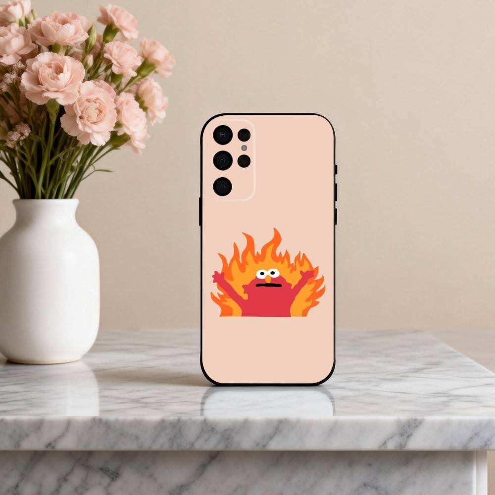 C-Cartoon R-Red Cute A-Elmo-O  Phone Case For Samsung S25,24,23,22,30,21,10,9,Ultra,Plus,Lite,FE,4,5 G Soft Black Case