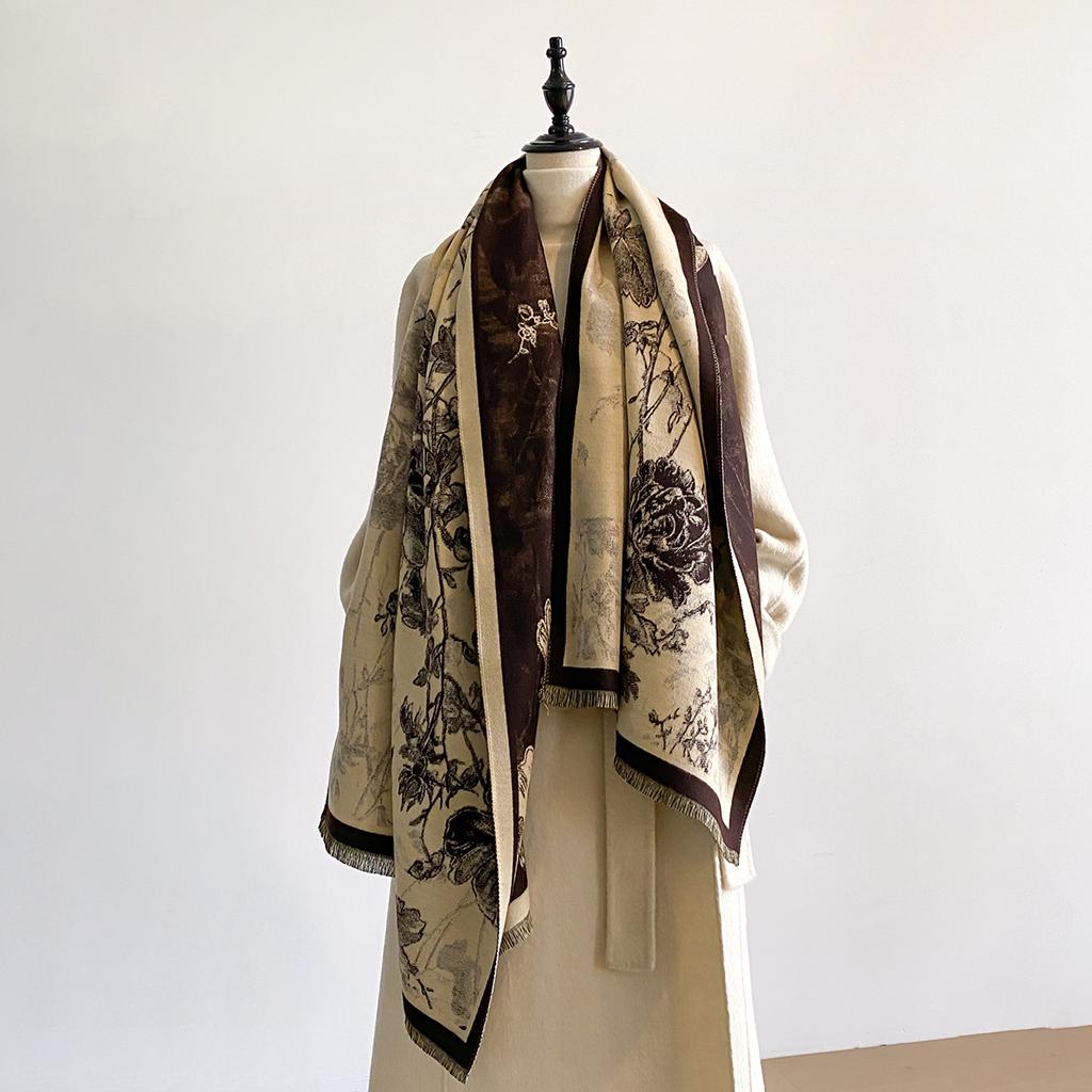 Women'S Imitation Cashmere Scarf High Luxury Winter Quality Ladies Two-Sided Pashmina