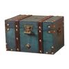 Vintage Wooden Treasure Chest with Lock - Jewelry Box & Film Prop