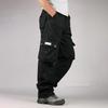 Men's Loose Casual Multi-pocket Work Pants,  Waist Drawstring  Pants