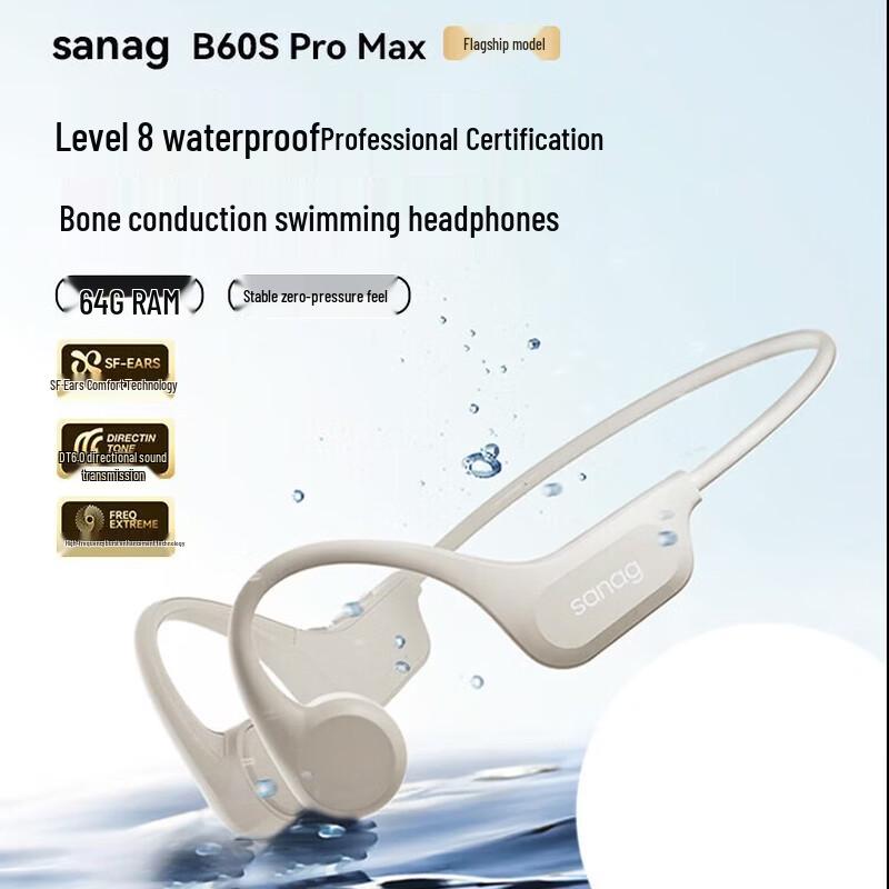 Sanag B60S Pro 64GB Bone Conduction Open-Ear Sports Headphones