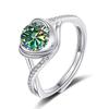 Bague Ringen Anello di Fidanzamento da Donna con Pietra Mosang Love a Croce da Un Carato Oro Puro Argento 925 Gioielli da Matrimonio Misura Regolabile