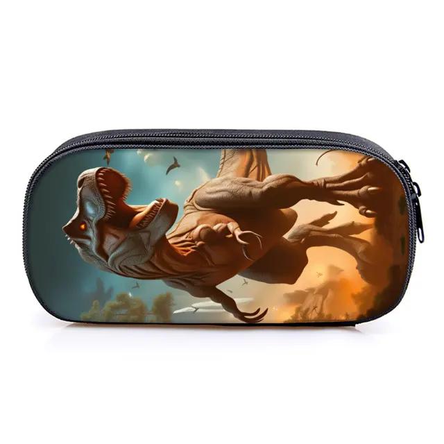 Hot Sales Dinosaur Print 3D Cartoon Layered Pencil Case & Pen Bag Best Gift for Boys/Girls School Supplies