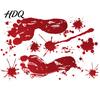 Long-lasting Window Sticker Halloween Blood Handprints/Footprints Wall Stickers Removable Decals Spooky Waterproof Scratch-resistant Decal