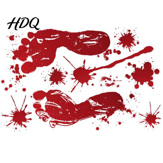 Long-lasting Window Sticker Halloween Blood Handprints/Footprints Wall Stickers Removable Decals Spooky Waterproof Scratch-resistant Decal