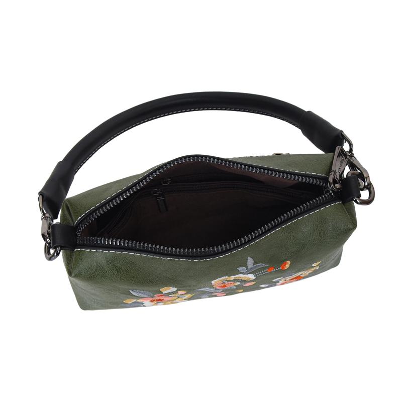 Damen Vintage Blumen Stickerei PU Leder Umhängetasche Kleine Handtasche Schultertasche Verstellbarer Riemen Lässige Tägliche Reise Damen Handtaschen