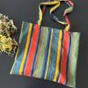 Yogodlns Colorful Stripe Shoulder Bag For Women Large Capacity Shopping Tote Casual Beach Bag Reusable Portable Handbag