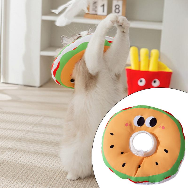 

Dog Elizabethan Collar Hamburger Shape Adjustable Elizabethan Collar Cat Neck Pillow Comfortable Stop Licking Cat Neck Protector M