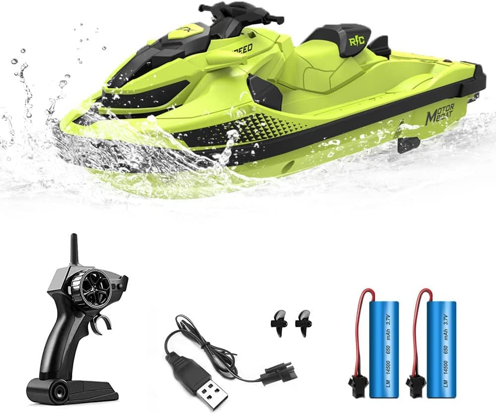 OBEST Mini RC Boat Toy, Dual Propellers, High Speed, Light Effects, Underwater Auto Start, RC Speedboat, RC Racing Toy, Unsinkable, RC Motorboat
