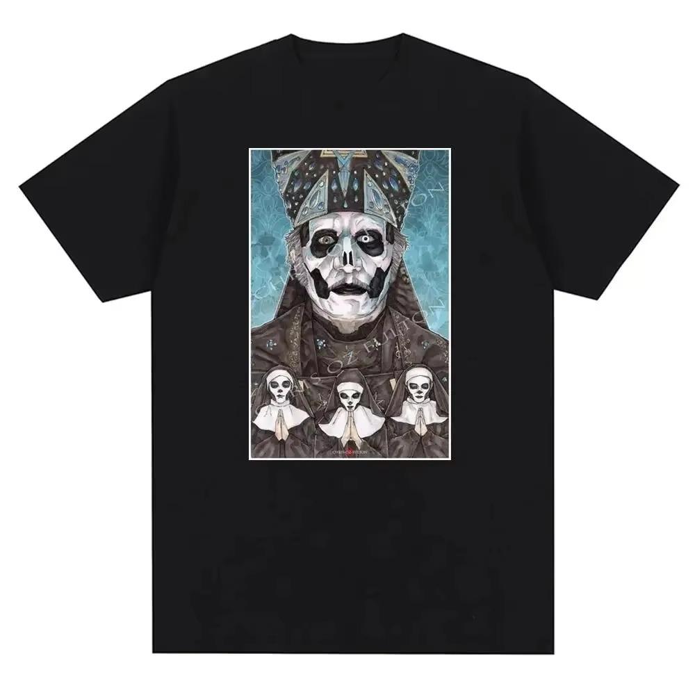 New Ghost Graphic Print T Shirt Men Women Fashion Casual Rock Streetwear Short Sleeve Ovsersized TShirt Unisex Loose T