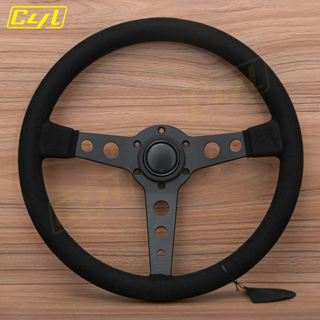 JDM Prototipo Style Black Edition Steering Wheel 14inch Leather Modified Sports Steering Wheel Car Accessories