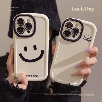 Semplice Smiley Graffiti per Custodia per Cellulare Apple 16 per Iphone15 Silicone 11 per 14promax Tutto Incluso 12 Stile Coreano