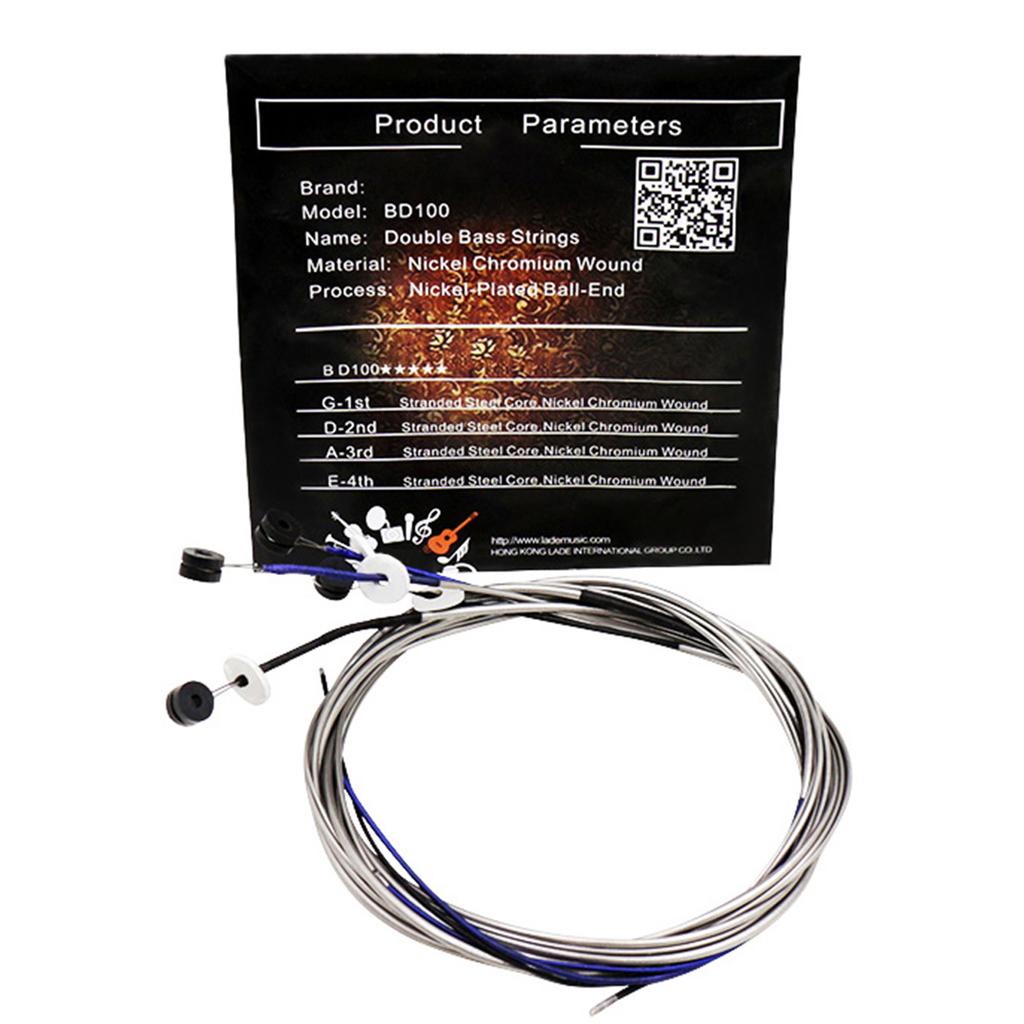 Full Set (G D A E) Double Bass String Strings Steel Core Nickel Chromium Wound Ball End