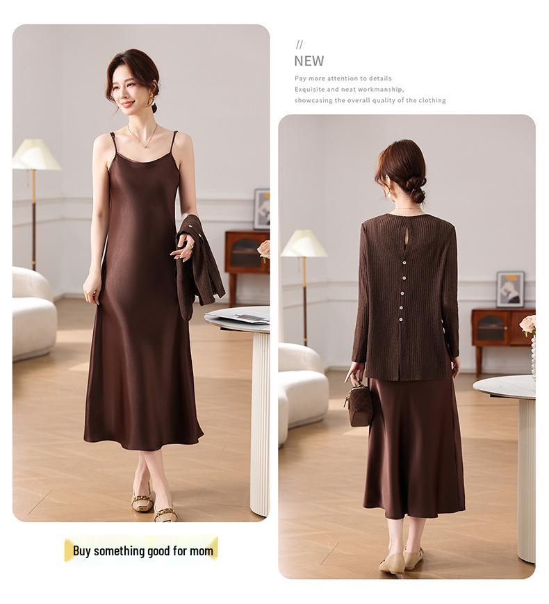 Stylish Midlife Women's Chic Chinese Spring 2026 Two-Piece Skirt and Top Set