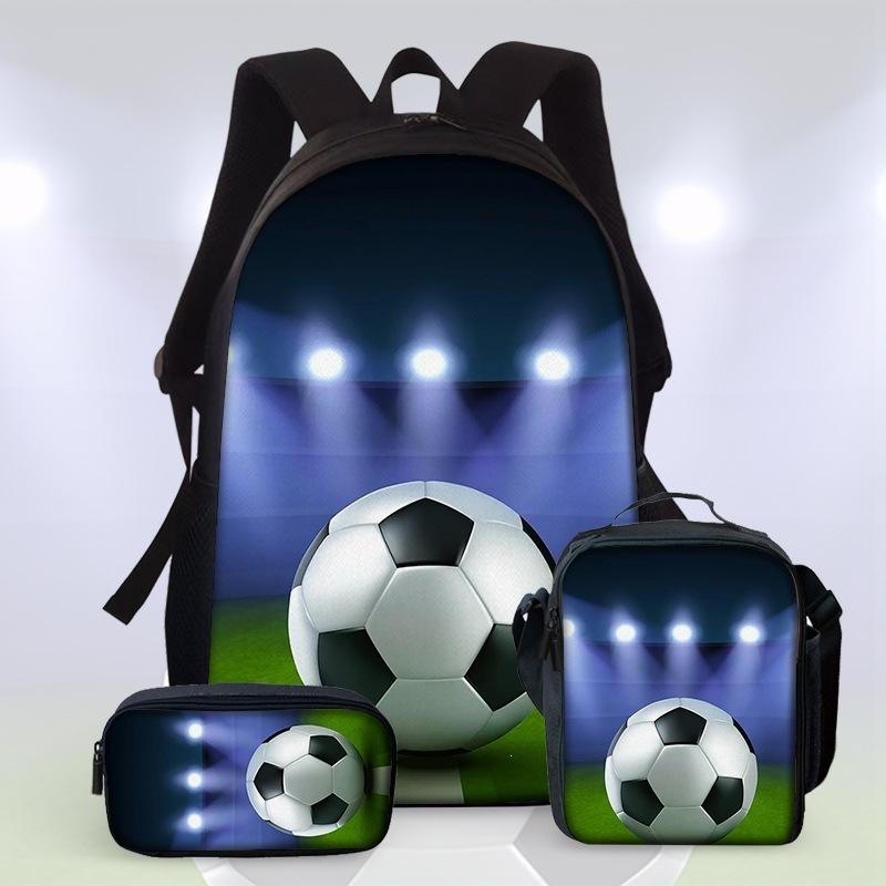 Large Capacity Schoolbag with Shoulder Strap; Student Three-piece Pencil Case Set