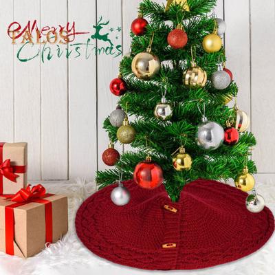 Christmas Tree Skirt Braided Cable Knit Tree Rug Xmas Tree Decoration for Holiday Home Party Fireplace Decor