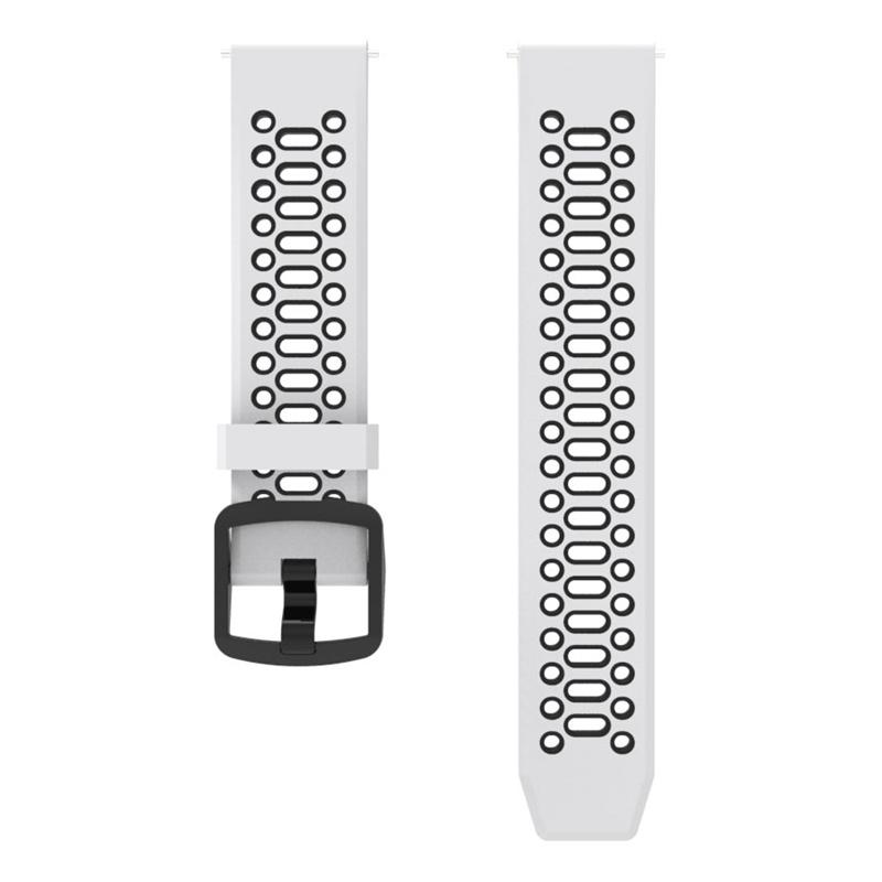 

For COROS Apex Pro/Samsung Gear S3 Frontier/Gear S3 Classic Breathable Silicone Strap 22mm Dual Color Watch Band White/Black