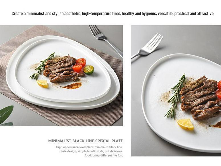 Light Luxury Japanese Ceramic Triangle Plate - Elegant Western-Style Dinnerware for Home or Commercial Use