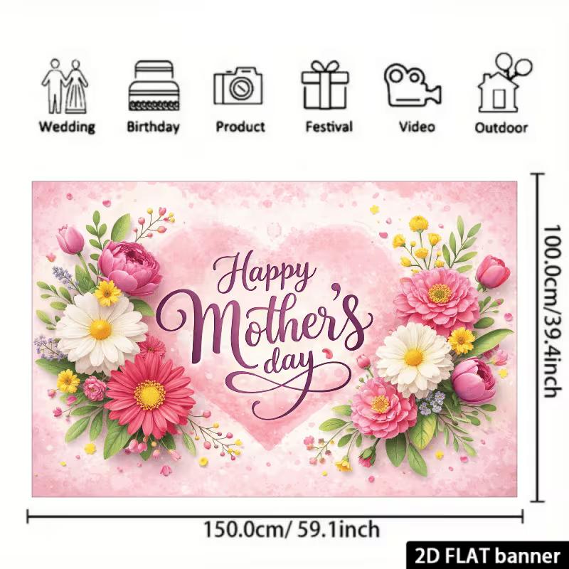 2D Watercolor Flower Heart Background for Mother's Day Photoshoot