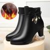 Damen Herbst und Winter Unifarbene Temperament High Heel Stiefel Spitze Wasserdichte PU-Lederstiefel
