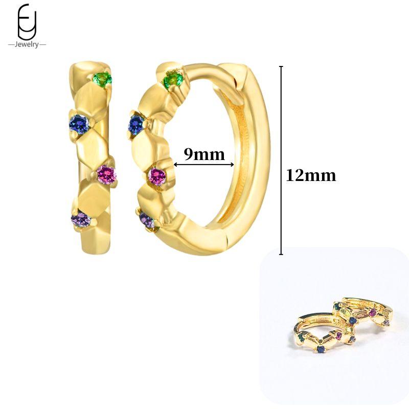 925 Silver Ear Buckles Fashion Hoop Earrings Colorful Crystal Pendants Gold Earring Premium Luxury Women's Jewelry Gift