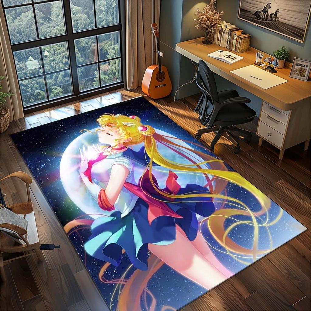 Sailor Moon Anime Rug Carpet Large Area Rug Non Slip Washable Floor Mat Gamer Room Bedroom Home Decor -QJY