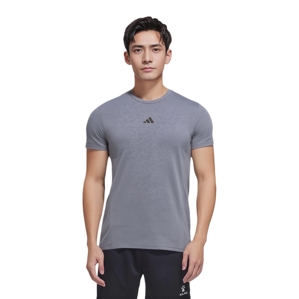 adidas T-shirt à Manches Courtes Coupe Ajustée Col Rond Avec Logo Aeroready Homme Hauts Gris JI5766