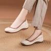 Damen Retro Runde Zehenplattform Farbe Block Slip-on Schuhe Frühling Herbst Mama Stil Arbeitschuhe
