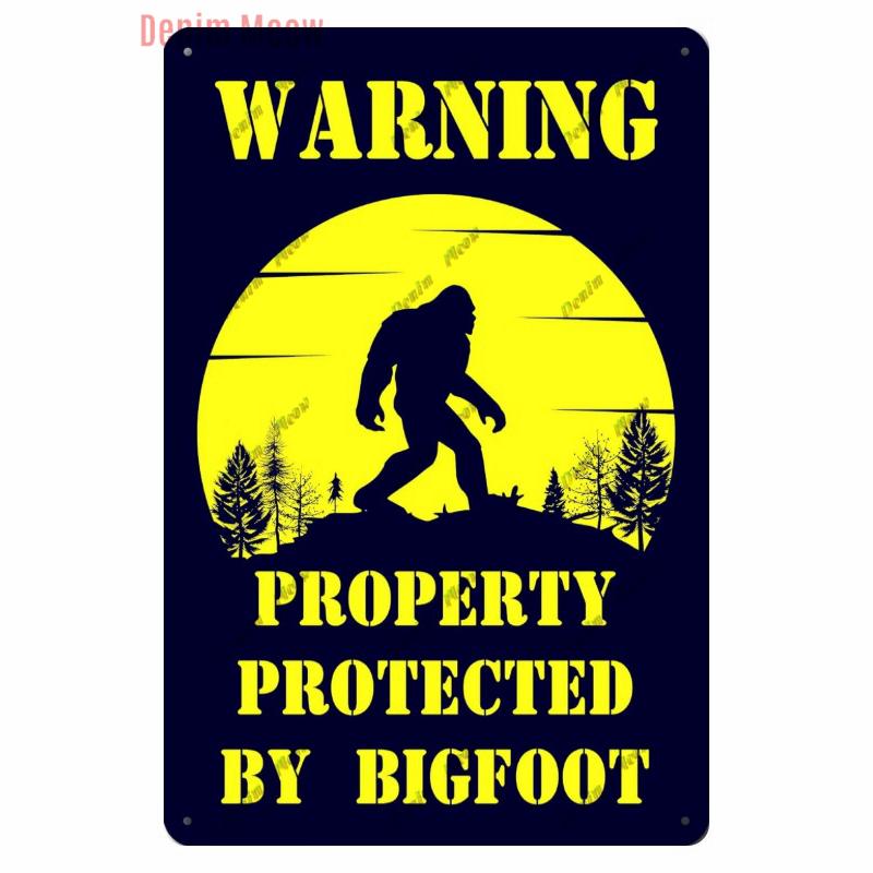 Vintage Bigfoot Crossing Metal Wall Decor, Warning Bigfoot Area, Tin Signs, Retro Decorative Stickers, Home Decor,  WY288