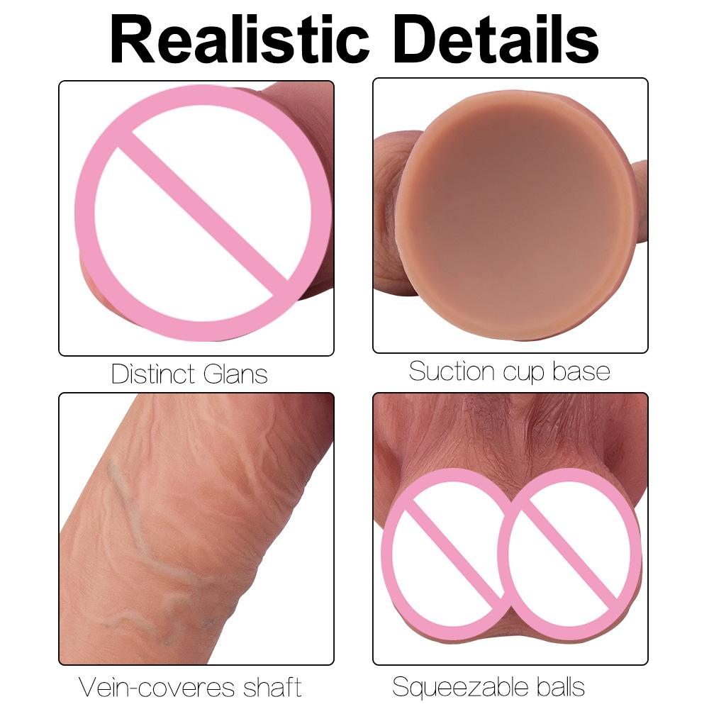 Phallischer, lebensechter, sinnlicher Simulationsdildo, weiblicher Masturbator, flüssiges Silikon-GEL-Sexspielzeug, Penis mit kostenlosem Geschenk