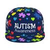Autism Awareness Baseball Cap Funny Flat Brimmed Hat 3D Printed Snapback Flat Bill Hip Hop Hat for Men and Women