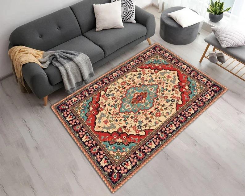 

Persian Style Vintage Floral Pattern Rug Luxury Living Room Carpet Artistic Home Decor for Traditional Spaces 40x60cm
