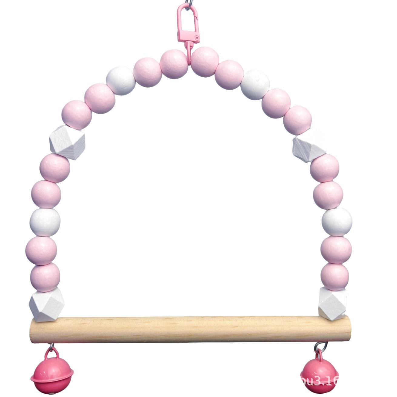Parrot Cage Accessories: Swing, Cloud Ladder, Nest, Decompression Toys for Cockatiel, Budgie, Parakeet, Small Birds. Pink