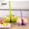 BPA Free Egg Steamer Silicone 3/5 Cavities Long Handle Heat Resistant Easy Drainage Cooker Steaming Cup Holder Kitchen Supplies
