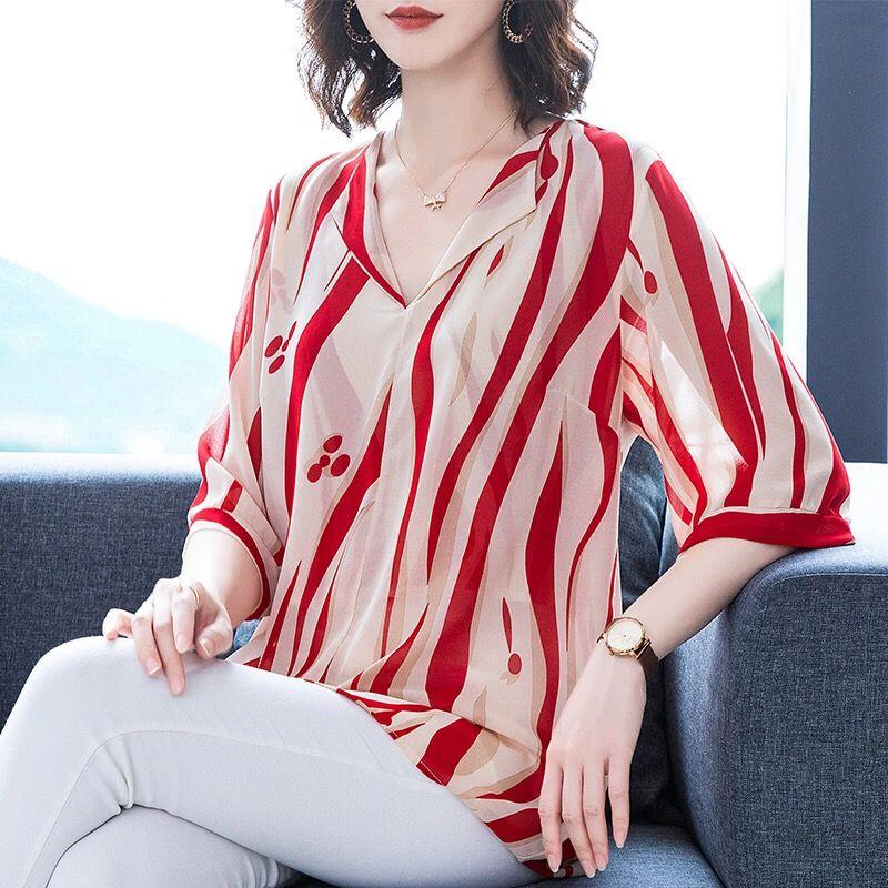 Summer Chiffon Shirt Large Women's Loose Top Summer Comfortable Casual Girls' Clothing