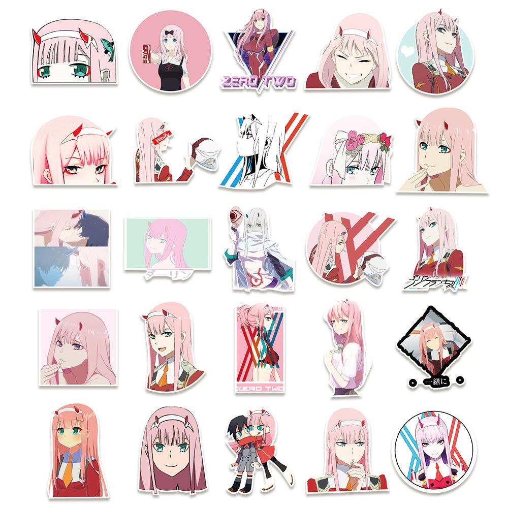 50 Franxx Graffiti Stickers Suitcase Car Computer Water Cup Refrigerator Stickers Waterproof Hand Account