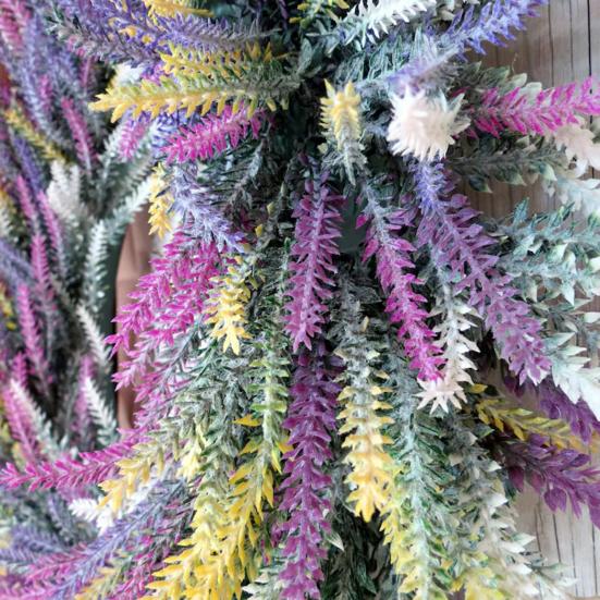 Large Artificial Lavender Wreath 50cm Diameter Faux Farmhouse Floral Garland for Door Wall Wedding Party Decor Summer Home Office Decoration