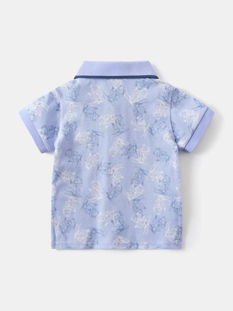 2026 Trendy Boys' Full Print Short Sleeve Polo Shirt for Summer
